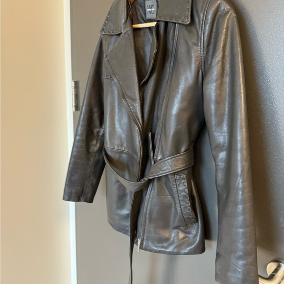 WHET BLU New York size 8 EUC/MINT lightly lined Lux leather belted side zip moto - Picture 4 of 16